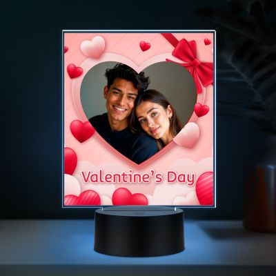 Personalized Valentine LED Lamp with Custom Name | 7 Color Changing Romantic Night Light Valentine Gift for Couples Couple Night Light Frame Lamp (Photo Lamp)
